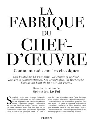 cover image of La Fabrique du chef d'oeuvre